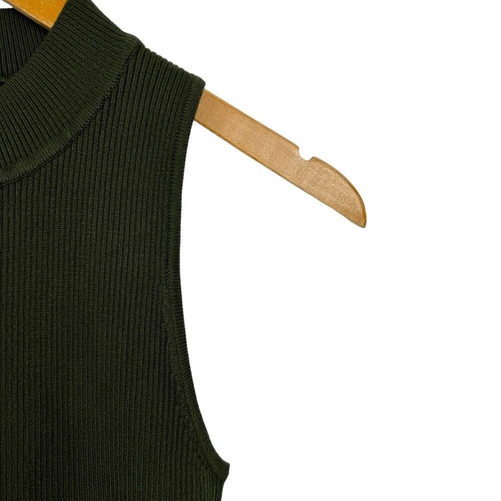 House of Harlow 1960 Sleeveless Mock Neck Ribbed Midi Dress Forest Green Small - Picture 5 of 16